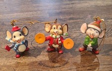 3 VINTAGE MOUSE CHRISTMAS TREE DECORATIONS ORNAMENTS BAUBLES