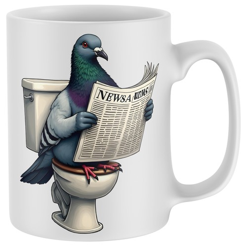 Funny pigeon toilet humour - pigeon, mug