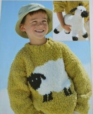 (206) Knitting Pattern - Children's Sheep Sweater Jumper 22"- 28"  & Sheep Toy 