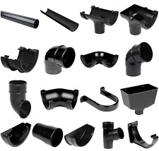 Half Round 112mm Guttering & 68mm Down pipe Fittings  BLACK