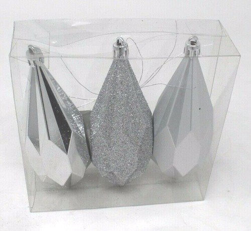 Silver christmas baubles - 3x,