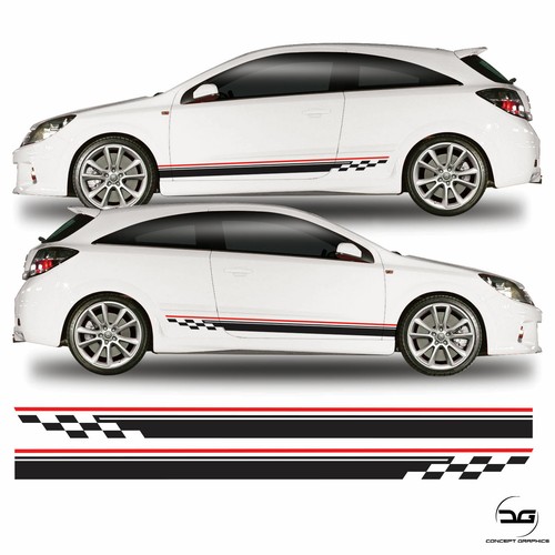 Side stripe checkered race - side,