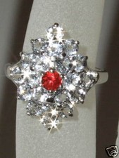 **  9CT WHITE GOLD ANDESINE + WHITE TOPAZ RING ** BRAND NEW