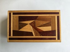 Vintage Geometric Marquetry Box