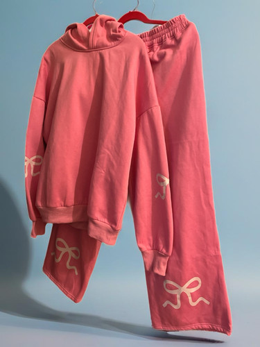 Pink wide leg sweat suite - wide-,