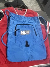 Vintage Nos Energy Drink Blue Drawstring Cinch Bag Monster Energy Zip Pockets