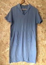 Seasalt Vivier Blue Linen Dress Short Sleeve with Pockets - Women’s UK 8