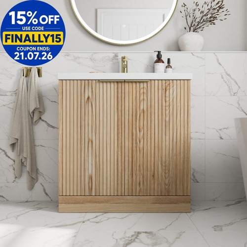 Fluted 800mm bathroom vanity - fluted,