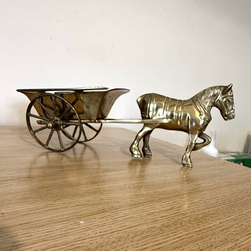 Brass horse and - horse, cart