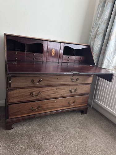 Mahogany fall front bureau - front,