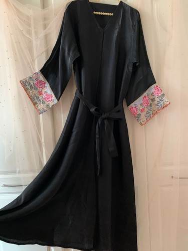 Midnight black abaya - midnight, rose