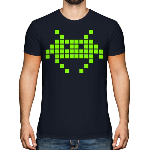 Neon space invader mens - space, retro