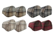 Checked Soft Chenille Round Arm Caps Furniture Sofa Chair Cover Antimacassar