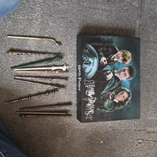 Harry Potter Collect Box Magic Wand Badge Ring Necklace Pin Set Dumbledore Gift~