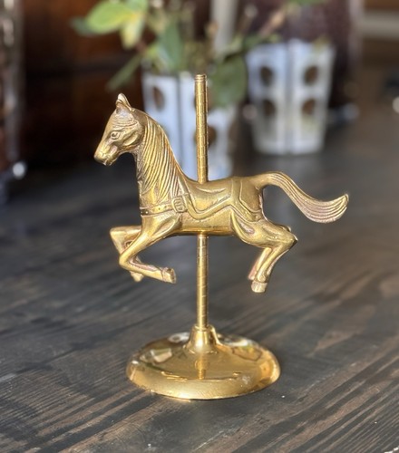 Vintage brass carousel - carousel, horse