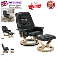 Tuscany Bonded Leather Massage Recliner - Swivel Chair with Footrest Included