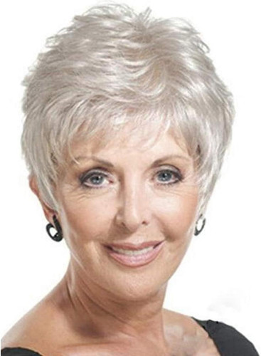 Short pixie silver white wig - white,