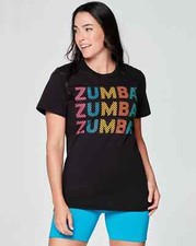 Zumba Beach Bash Unisex Tee ~ Bold Black ~ XS/S   M/L   XL/XXL ~ New! Free Ship!