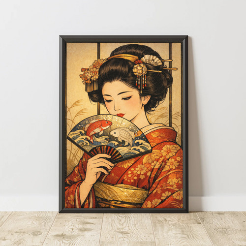 Japanese geisha koi fish - koi, art
