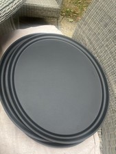 Restaurant / garden terrace Large Fibreglass Oval Non-Slip Tray Black 600mm 4pcs