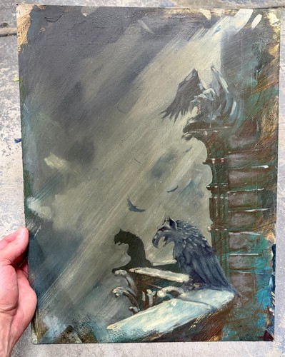 Oil painting gotham city - painting,