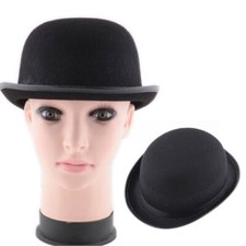 Mens Bowler Derby Hat Felt Black Charlie Chaplin 50s 60s Party Adult Blend Cap◈