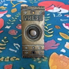 VINTAGE ANTIQUE BRASS PRESS DOOR BELL ARCHITECTURAL VICTORIAN  salvage used