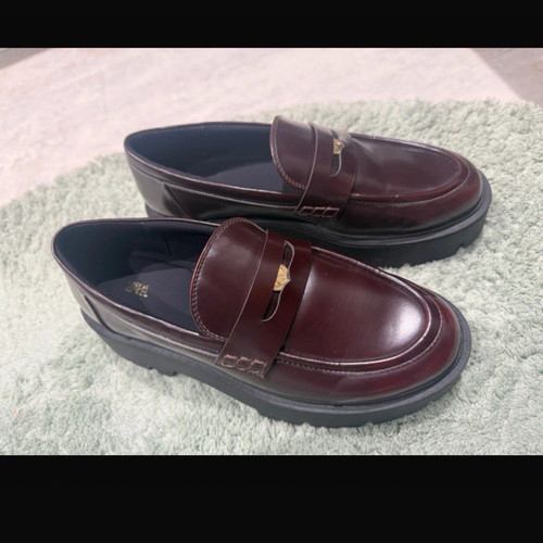 Zara burgundy leather - leather, slip-on
