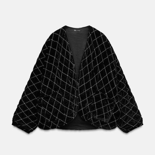 Zara black velvet - velvet, quilted