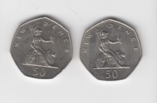 1976 & 1977 Fifty Pence Piece`s 2 x Uncirculated Very Nice 50p`s 197677 1-2