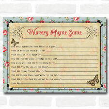 Shabby Chic Tea Party Baby Shower Games Nursery Rhyme Quiz Cards