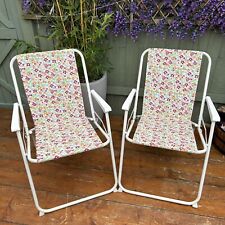2 x folding deck chairs garden chairs floral camping camper festival boho ditsy