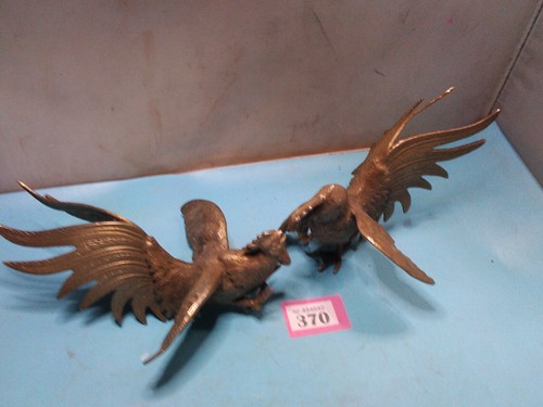 Vintage fighting cocks silver - vintage,