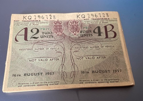 1957 petrol coupons - x,