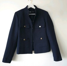 Zara Navy Blue Boucle Textured