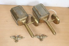 Vintage Pair Brass Carriage Lamp Coach Lanterns Eagle Wall Mounted RESTORATION