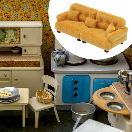 Miniature dollhouse sofa - dollhouse,
