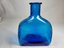 Blue glass bottle vase - blue,