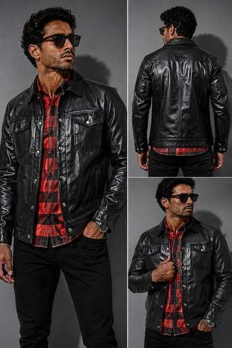 Men black genuine leather - men's,