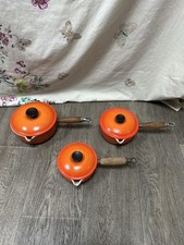 Le Creuset Saucepan Set Cast Iron Orange 14, 16 & 18 