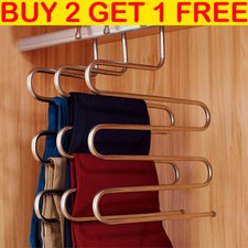 UK Clothes Pants Trouser Hanger Multi Layer Storage Closet Space Saver Organizer