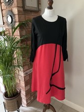 Saloos Black Red Tunic bow Dress Size 12 Pockets Long Sleeve Christmas occasion