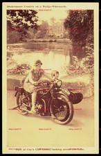 Guy's Cliff House Rudge-Whitworth Sidecar Motorcycle Woman Rider Postcard