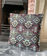 Khaki mint aztec cushion - &,