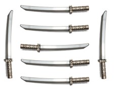 LEGO Weapons Pack x7 * GENUINE * NEW * SILVER KATANA Ninja Sword 