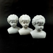 3 antique China Doll heads, shoulder plate doll head, 2.5", glazed porcelain