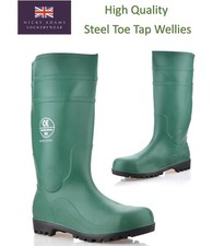 Steel Toe Saftey Boots Mens Wellies Wellington Boots Waterproof Work Farm NEW
