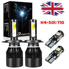 For VW TRANSPORTER T5 2003-2016 4PC Headlight LED Kit 2x H4 Bulbs WHITE+501 Set