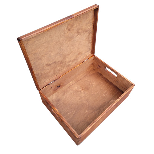 Large wooden box trunk with - large,
