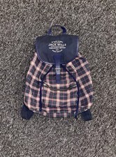 Jack Wills checkered backpack rucksack bag drawstring navy pink